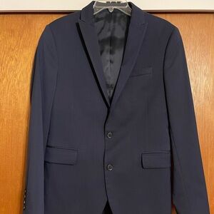 J. Ferrar Navy Suit - Flat Front Pants 32x30 & Slim Fit Jacket 38 SH